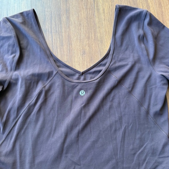 Lululemon Align Long Sleeve Shirt Crop Top Dark Brown Java Womens 12 Nulu W3EV7S - Picture 6 of 11